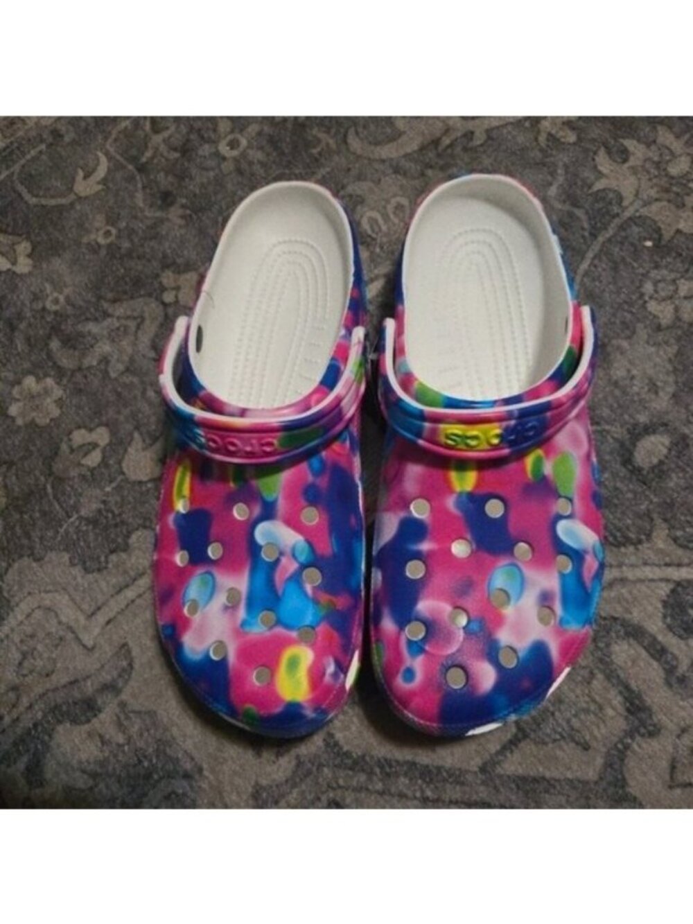 Crocs Sandals Clog Shoes Men's 13 Pink Rainbow Solarized Classic All over 062026 - Picture 9 of 9